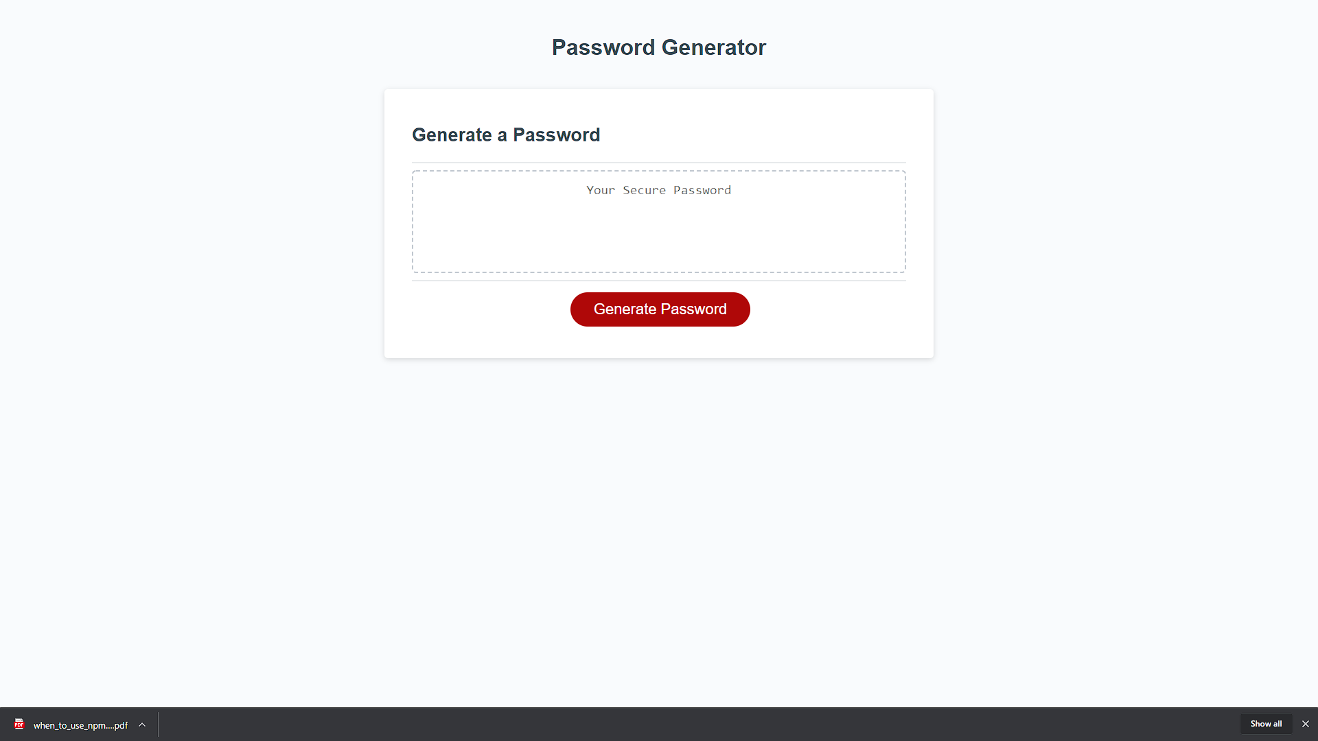 password generator main page